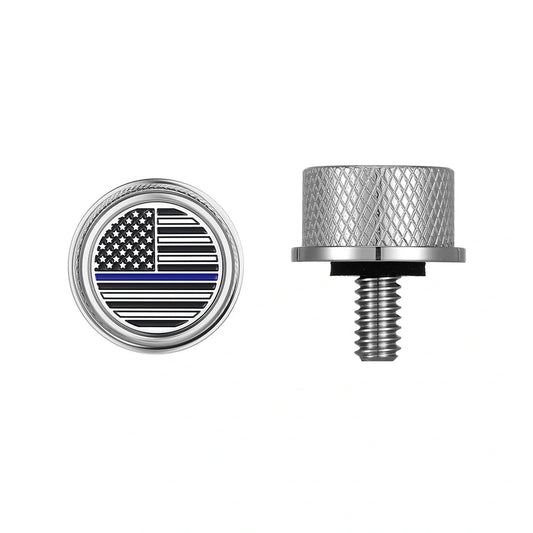 Custom Stainless-Steel Blue Line American Flag Seat Screw