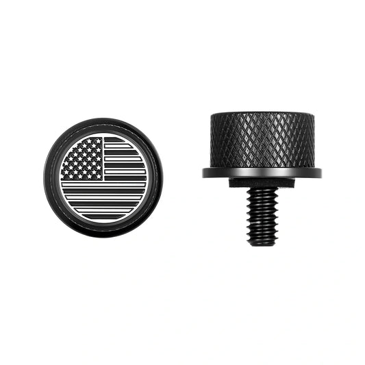 Tornillo de asiento personalizado de acero inoxidable con bandera estadounidense negra