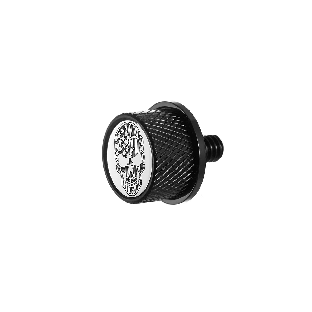Stainless-Steel in Black Contrast Cut American Flag Skull Seat Screw