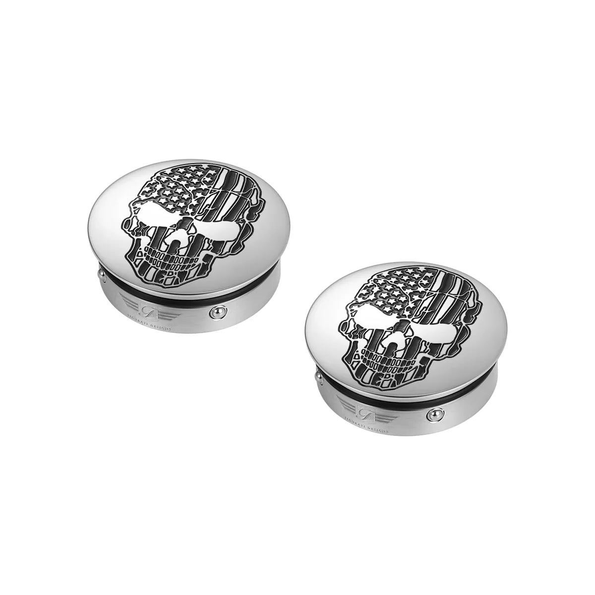 Harley-Davidson Stainless-Steel / Black Swing Arm Covers American Flag Skull