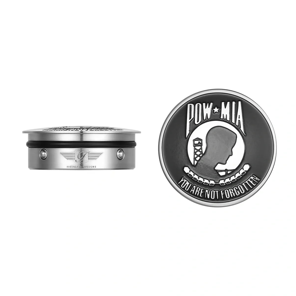 Harley-Davidson Stainless-Steel / Black Swing Arm Covers POW You are Not Forgotten