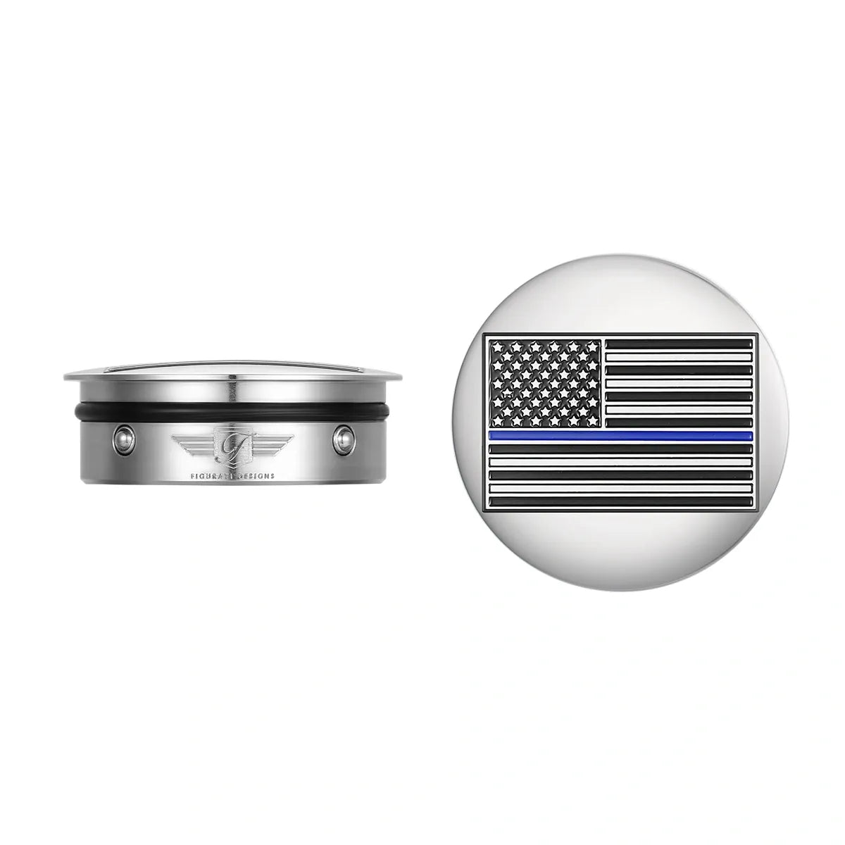 Harley-Davidson Stainless-Steel Swing Arm Covers American Flag Blue Line - Reversed