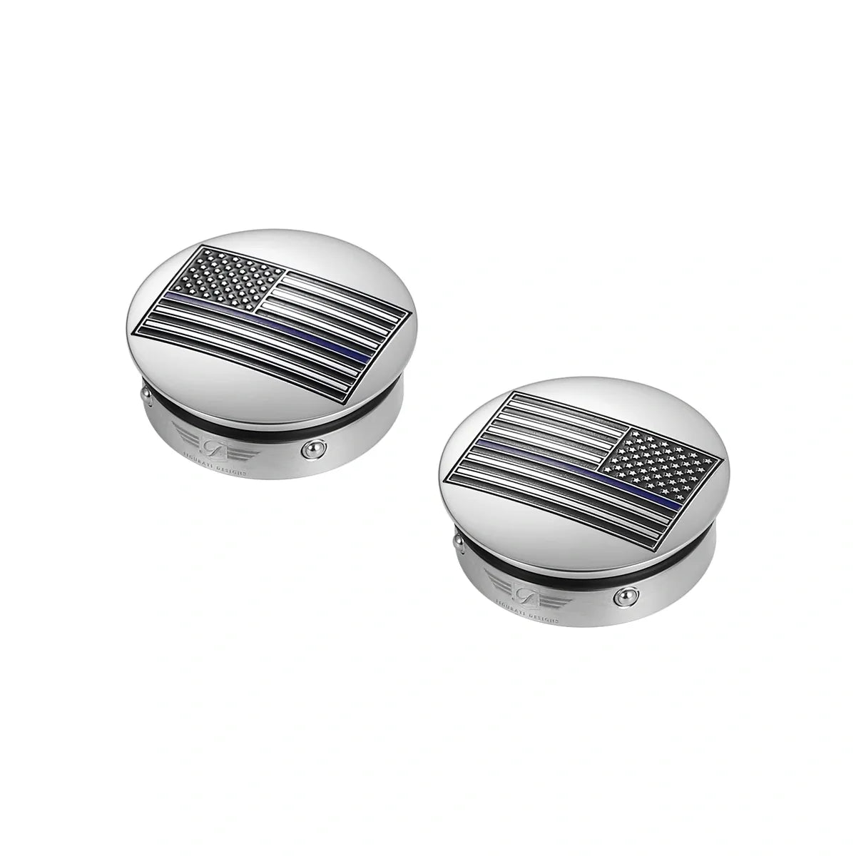 Harley-Davidson Stainless-Steel Swing Arm Covers American Flag Blue Line - Reversed