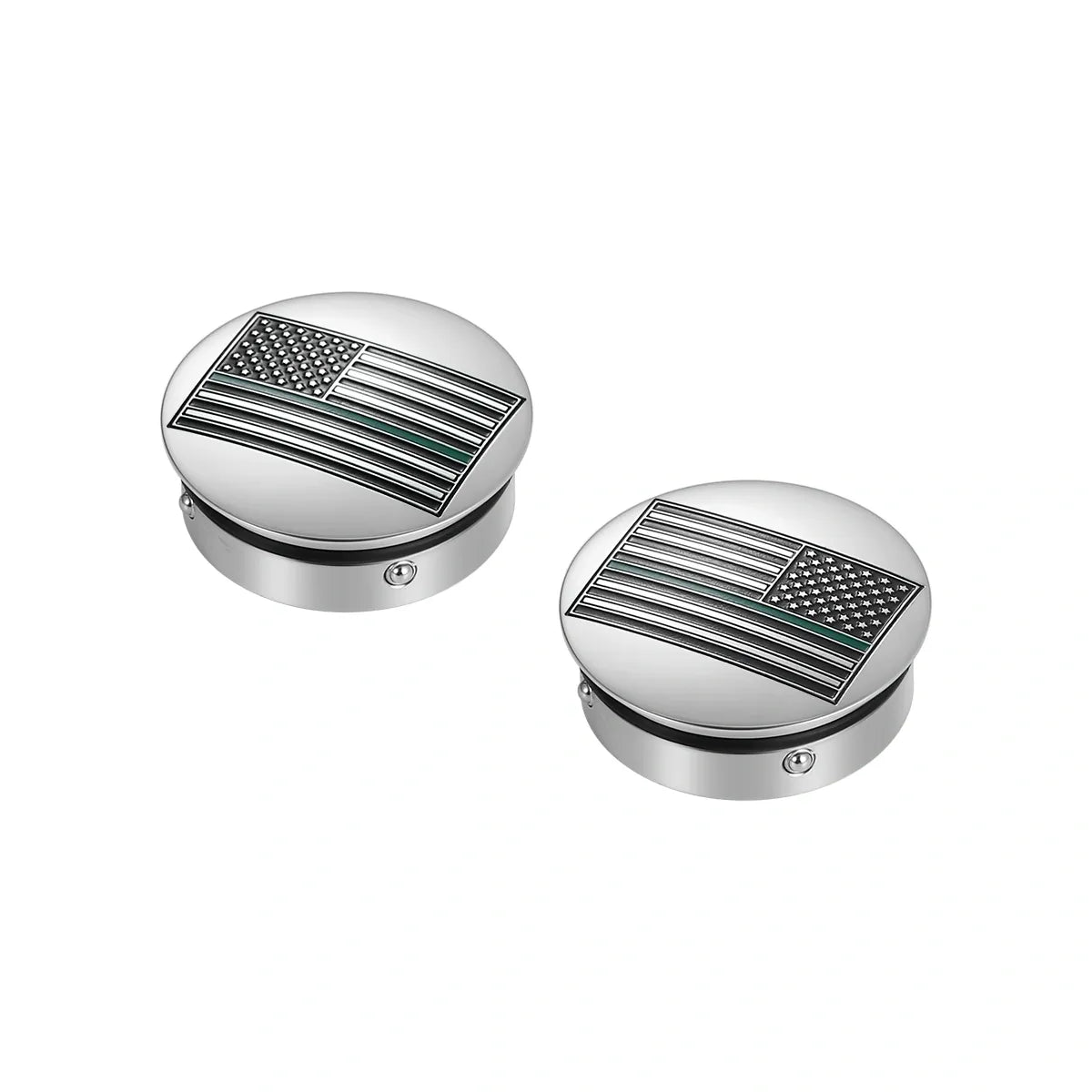 Harley-Davidson Stainless-Steel Swing Arm Covers American Flag Green Line *Represents ALL US Military* - Reversed