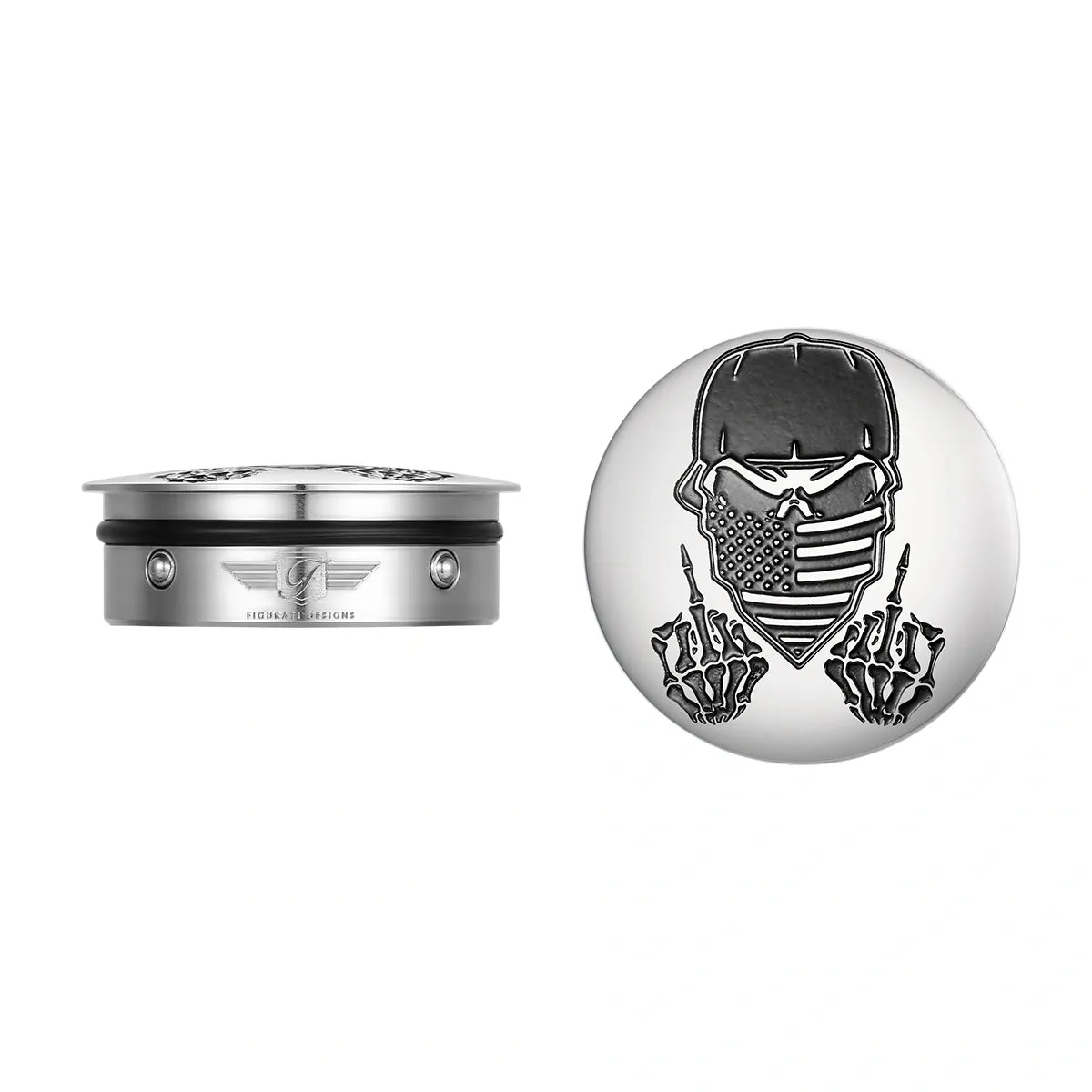 Harley-Davidson Stainless-Steel Swing Arm Covers Masked Skull