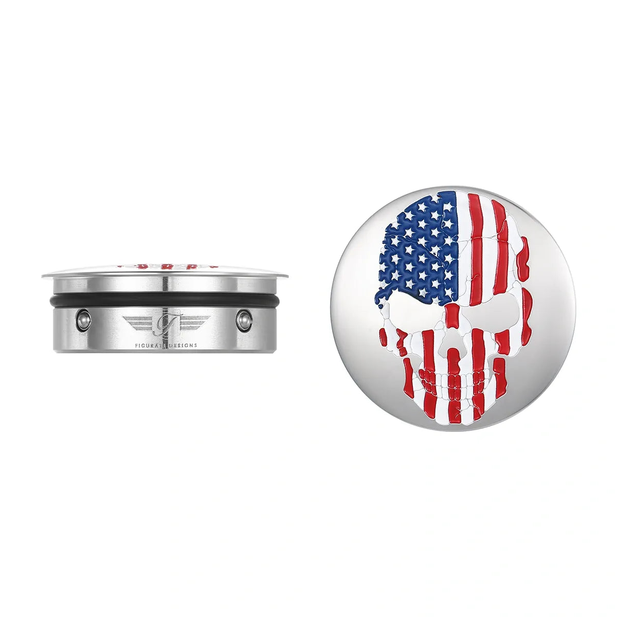 Harley-Davidson Stainless-Steel Red White and Blue American Flag Skull Swing Arm Cover