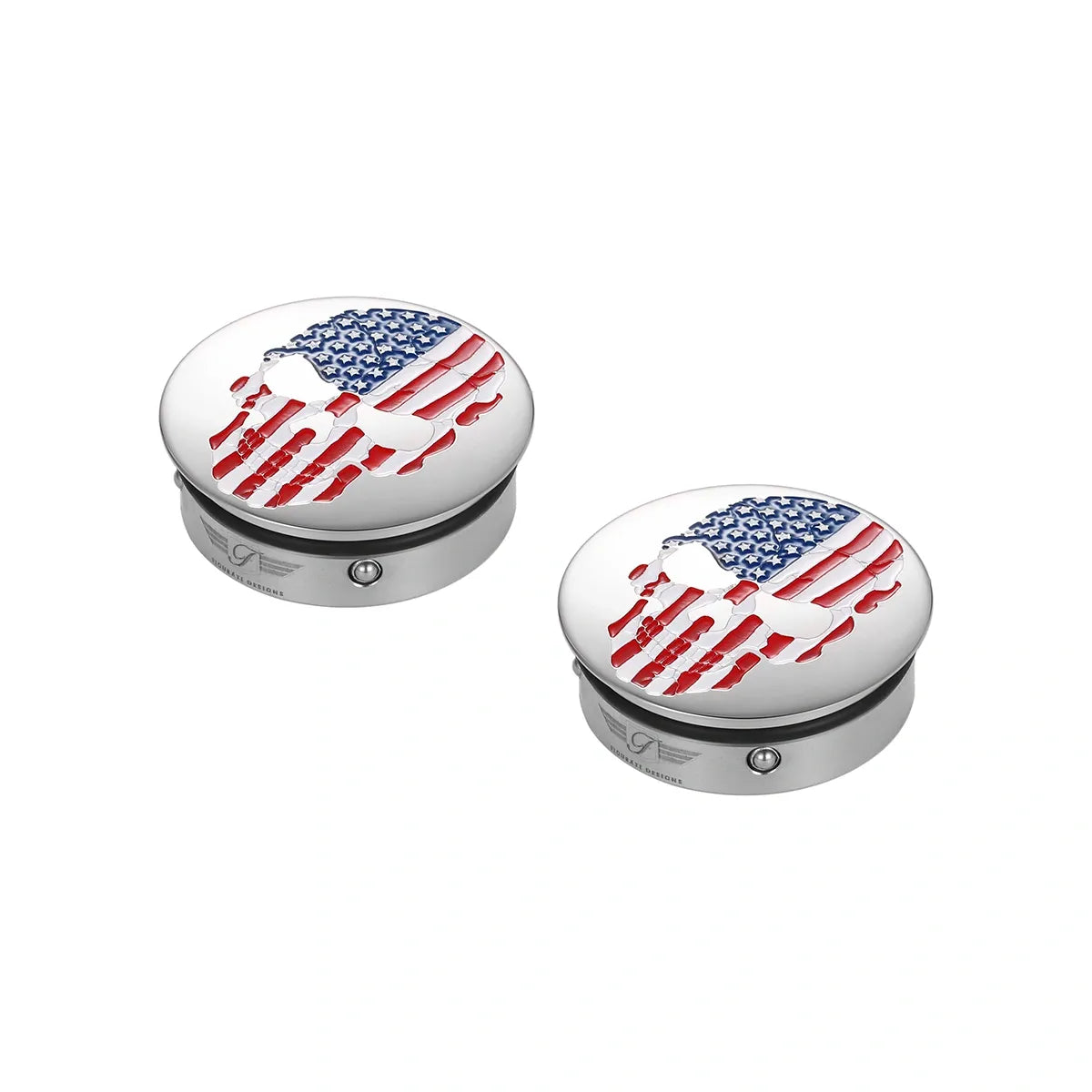 Harley-Davidson Stainless-Steel Red White and Blue American Flag Skull Swing Arm Cover