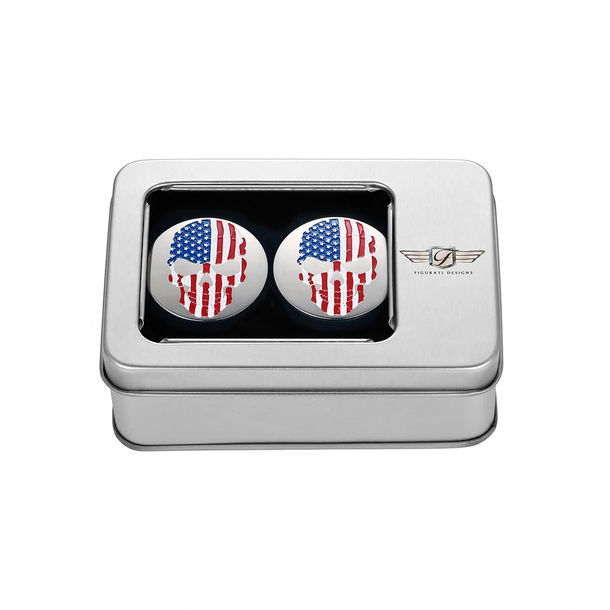 Harley-Davidson Stainless-Steel Red White and Blue American Flag Skull Swing Arm Cover