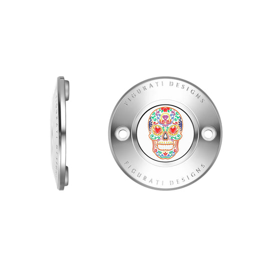 Tapa de distribución Sugar Skull M8 de acero inoxidable Harley-Davidson
