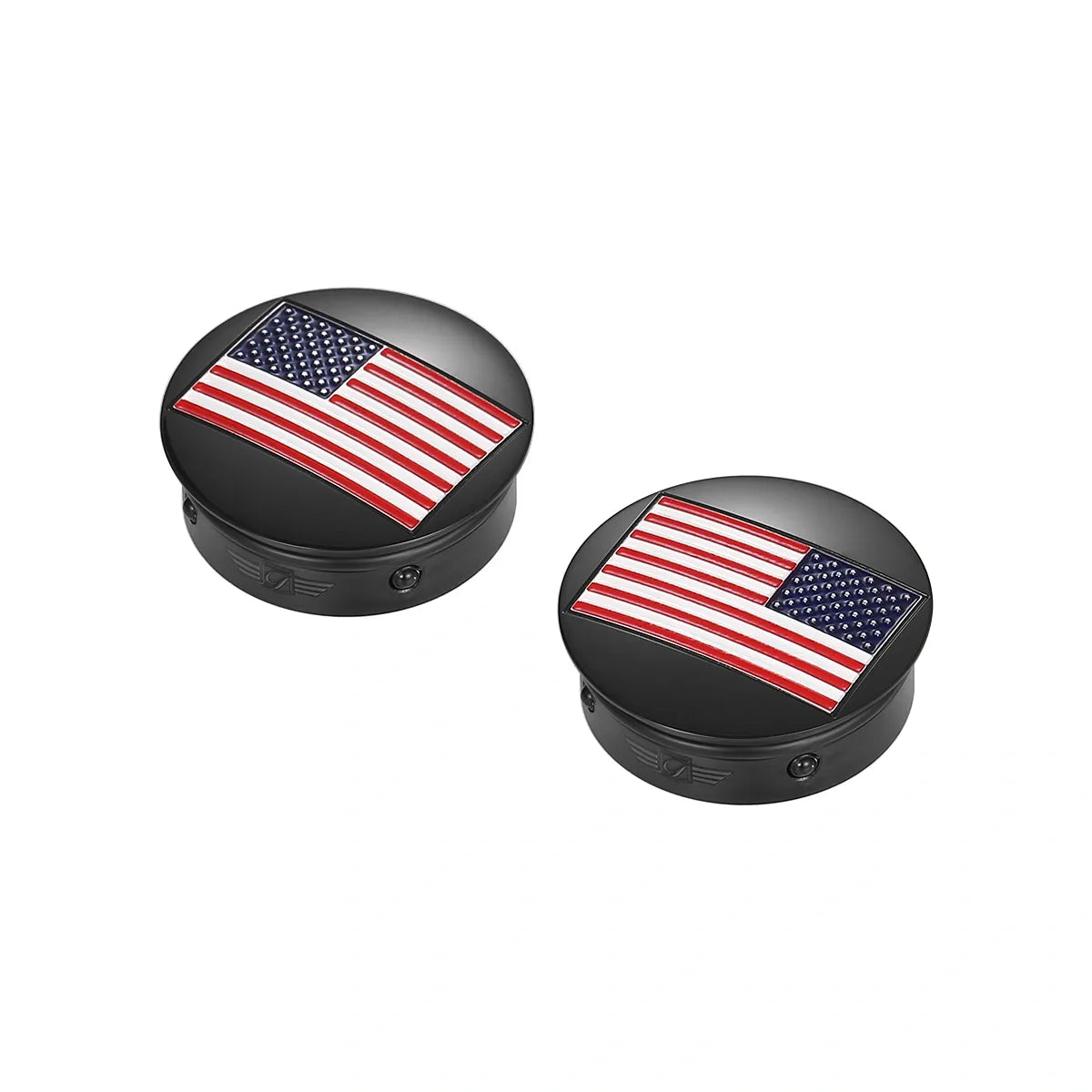 Harley-Davidson Stainless-Steel / Black American Flag Swing Arm Covers - Reversed