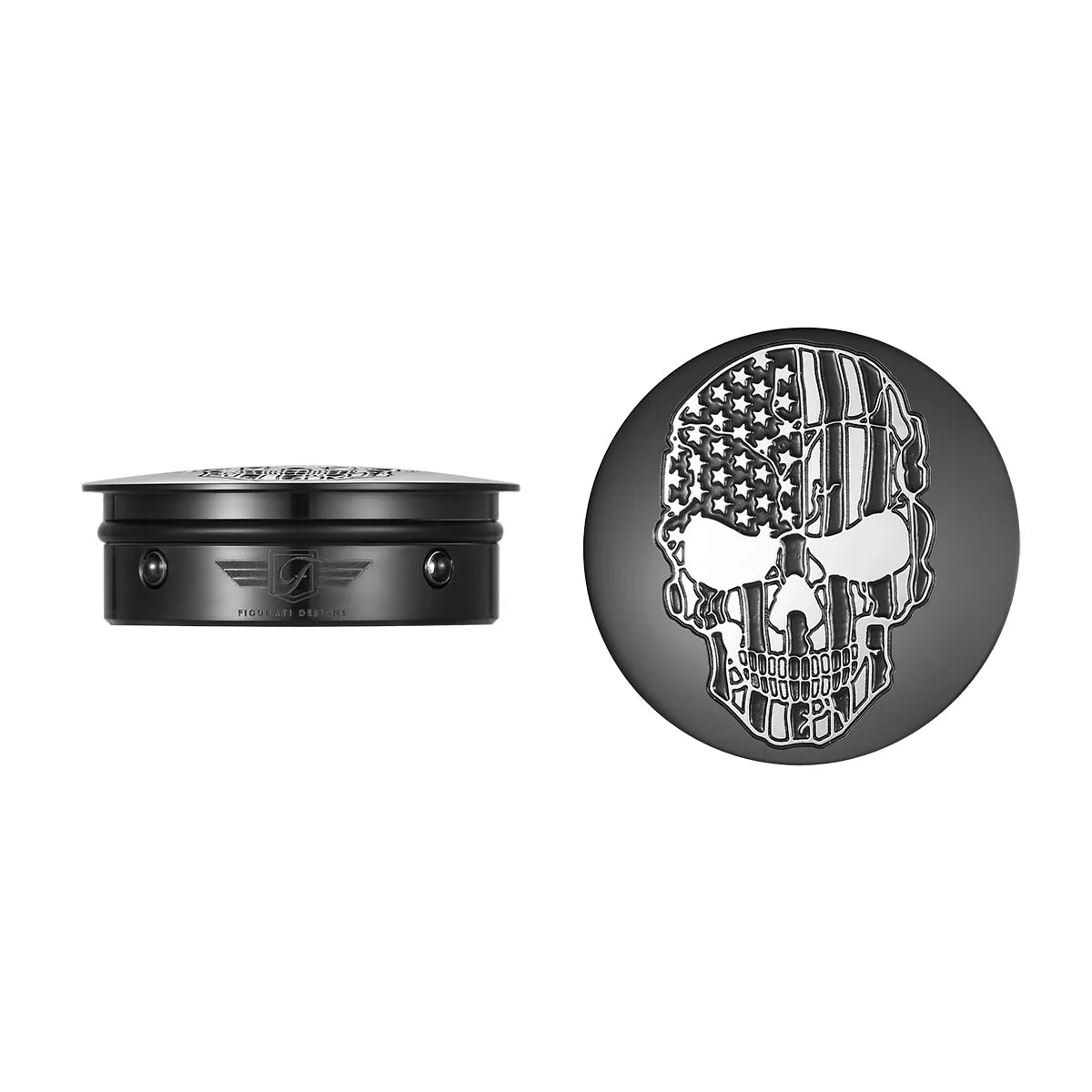 Harley-Davidson Stainless-Steel / Black Swing Arm Covers American Flag Skull