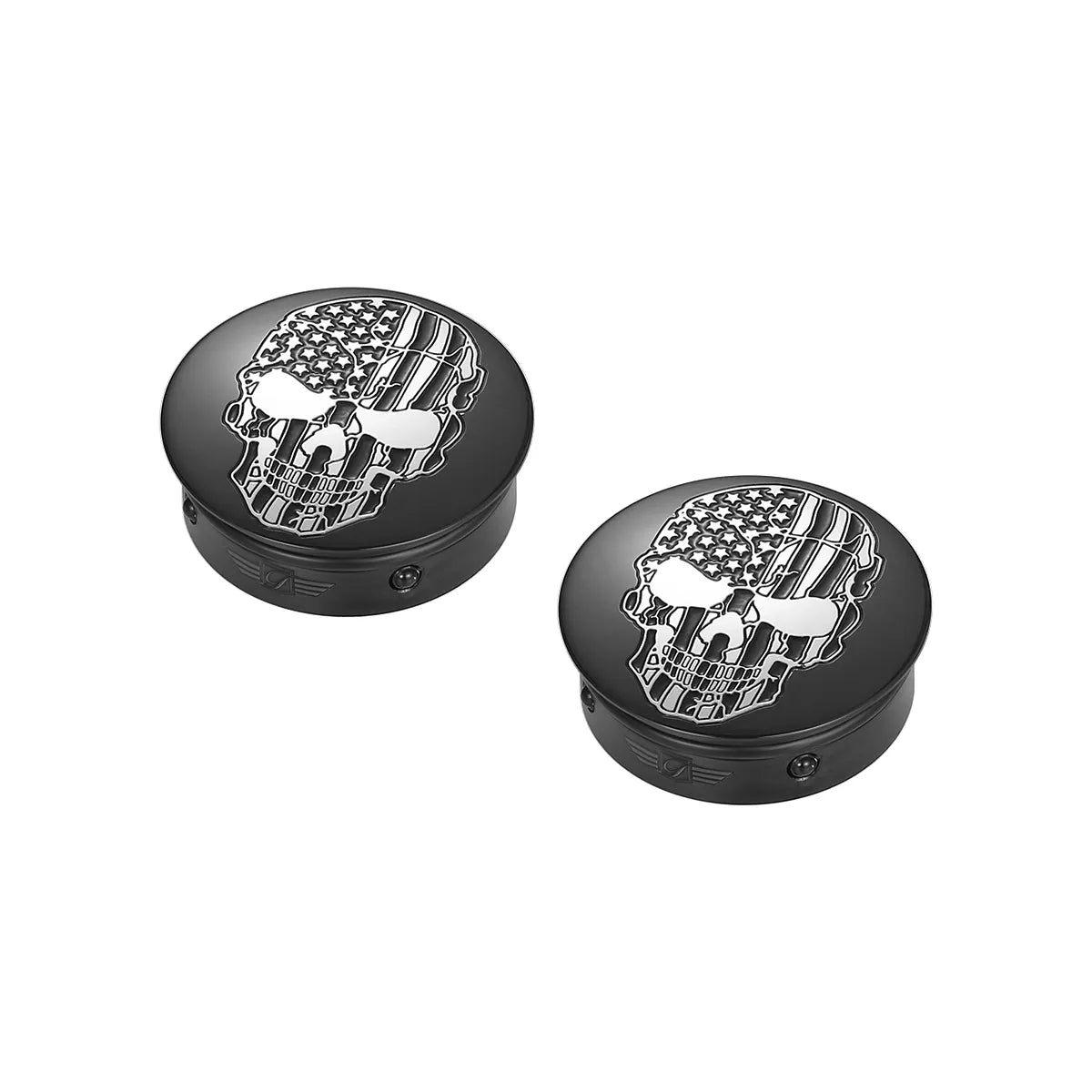 Harley-Davidson Stainless-Steel / Black Swing Arm Covers American Flag Skull