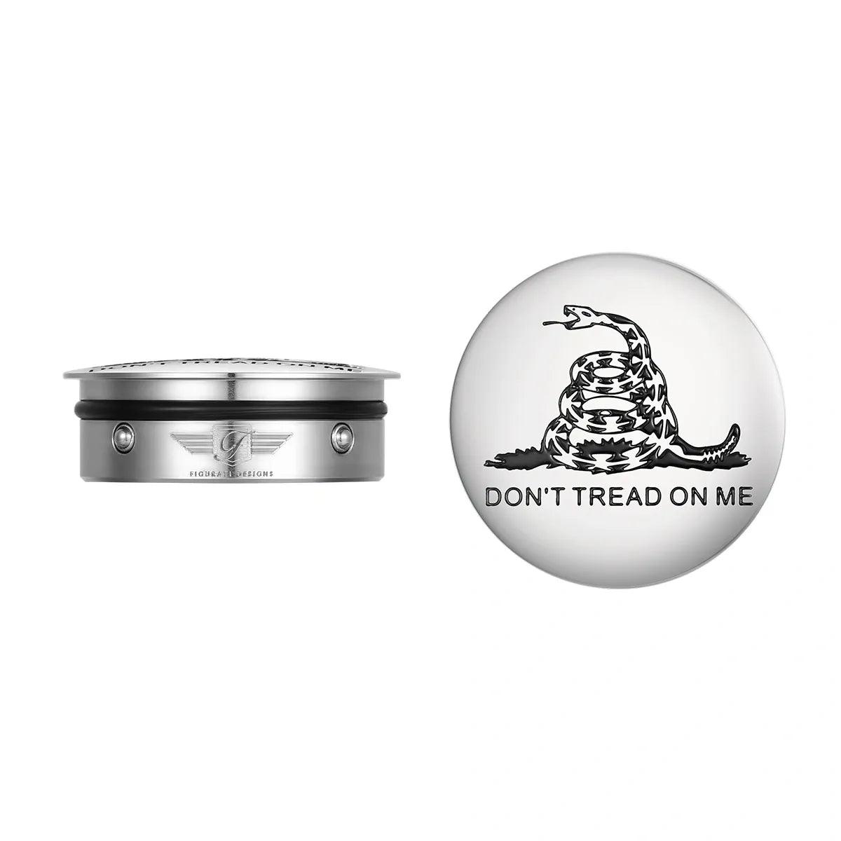 Harley-Davidson Stainless-Steel / Black Swing Arm Covers Don’t Tread On Me