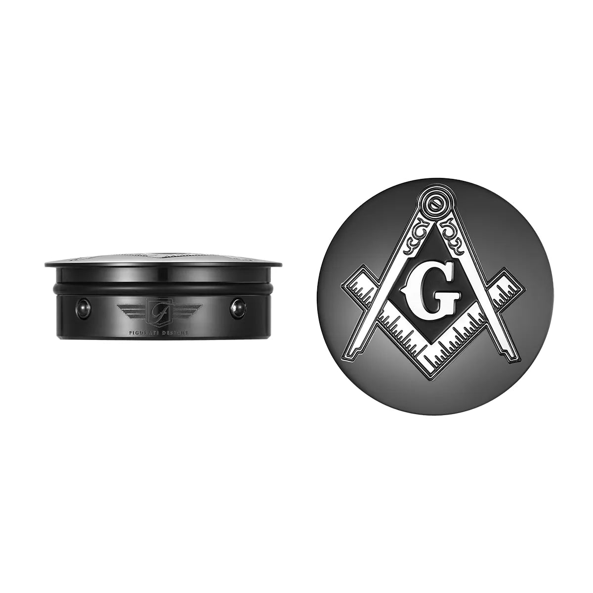 Cubiertas personalizadas para brazo oscilante de acero inoxidable/negro Harley-Davidson, emblema masónico, cuadrado y brújula
