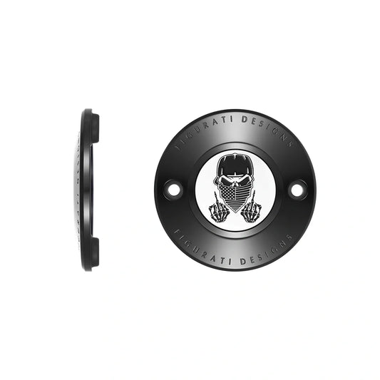 Tapa de distribución M8 de calavera enmascarada negra de acero inoxidable Harley-Davidson