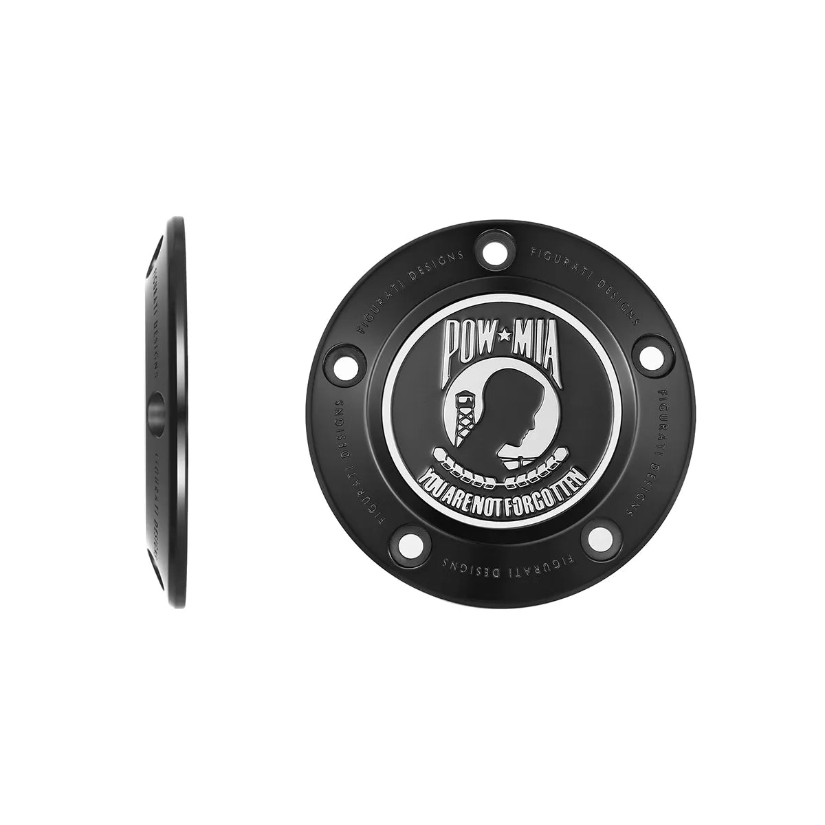 Cubierta de distribución Harley-Davidson de acero inoxidable en negro POW MIA Twin Cam
