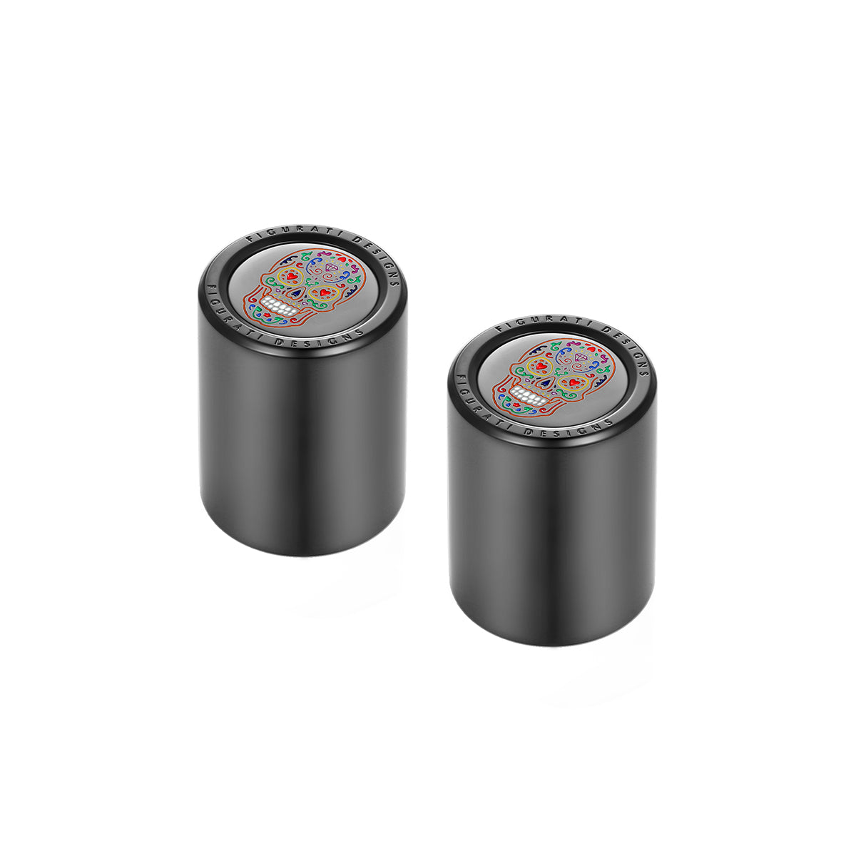 Harley-Davidson Stainless-Steel Black Sugar Skull Docking Covers