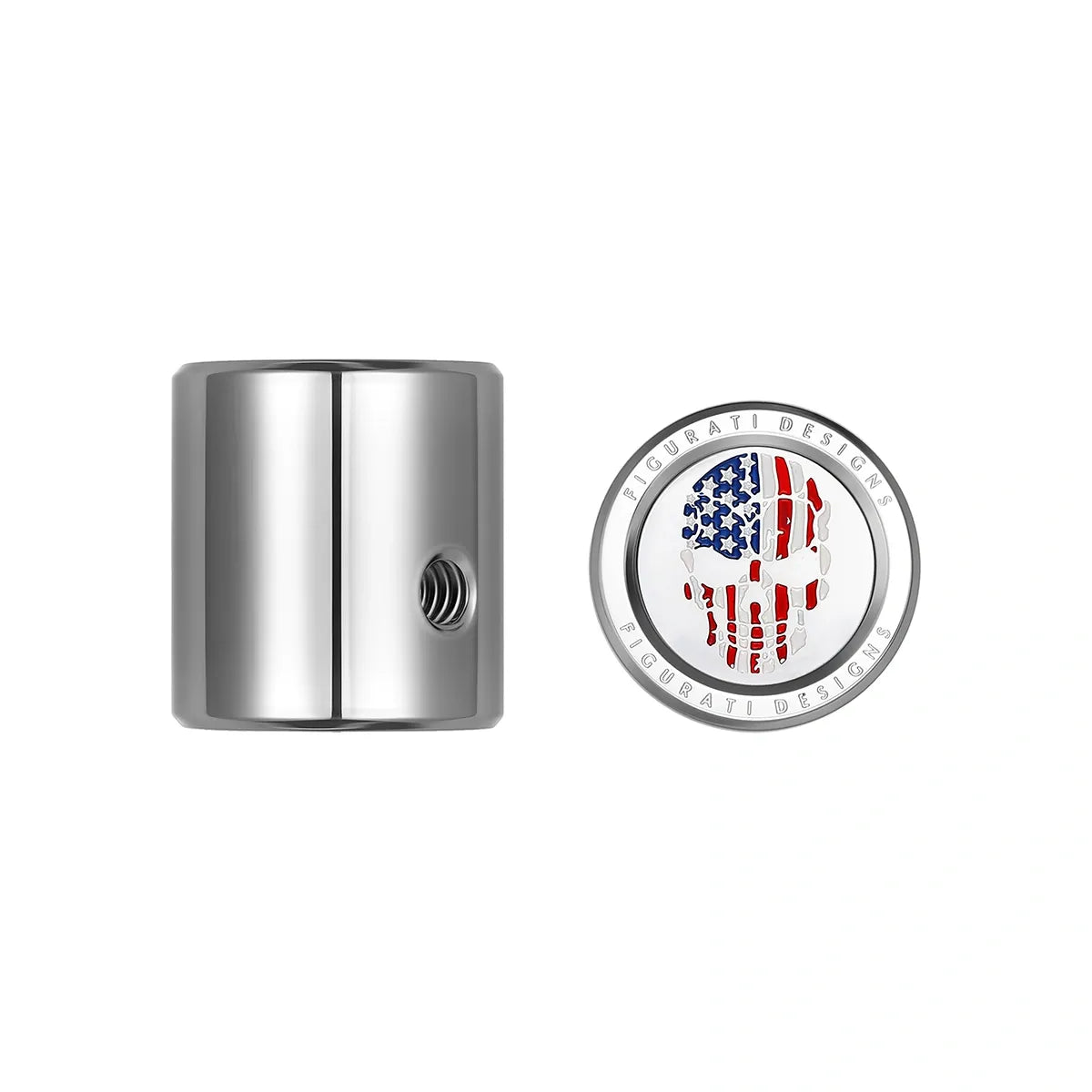 Heel Toe Shifter Cover - Stainless-Steel Red White and Blue American Flag Skull