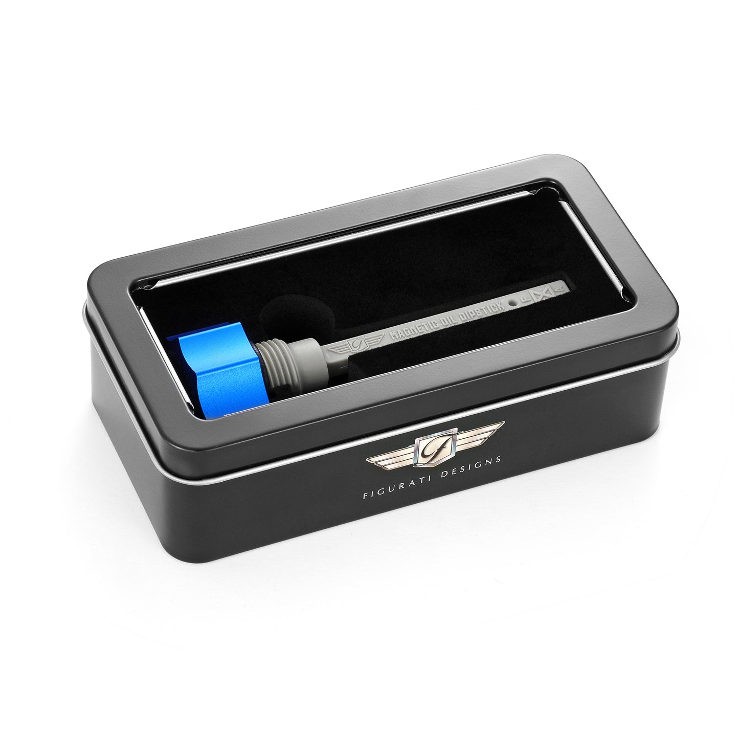 Performance Magnetic Transmission Dipstick for Harley-Davidson M8 (2017-2025) - Curved Blue