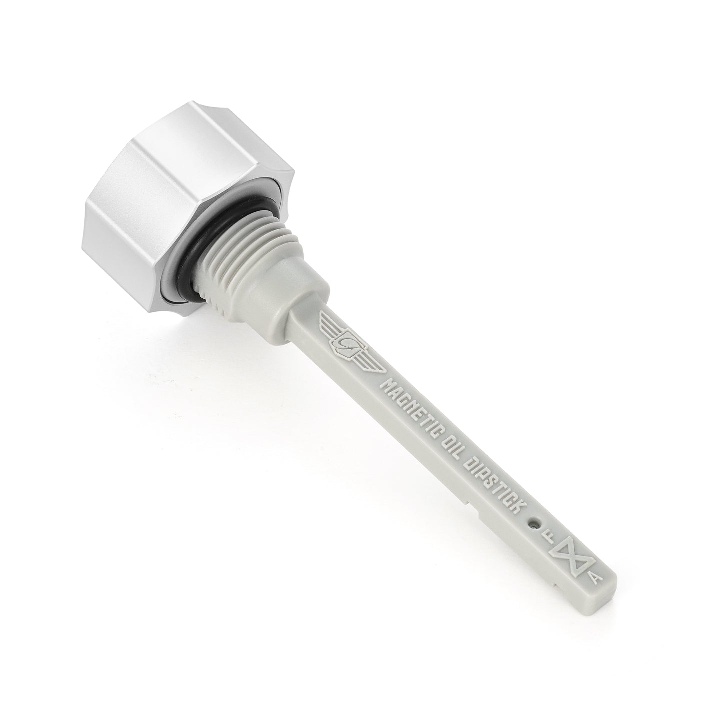 Performance Magnetic Transmission Dipstick for Harley-Davidson M8 (2017-2025) - Curved Raw Silver