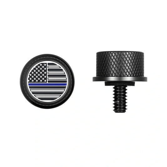 Custom Stainless-Steel in Black Blue Line American Flag Seat Screw