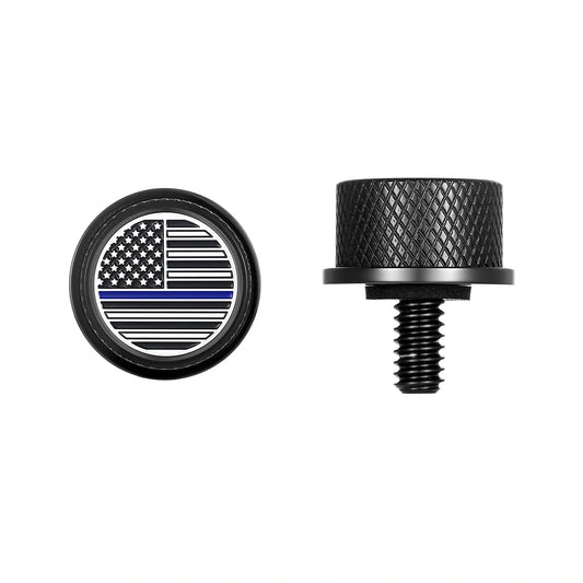Tornillo de asiento de bandera americana de acero inoxidable personalizado en línea azul negra
