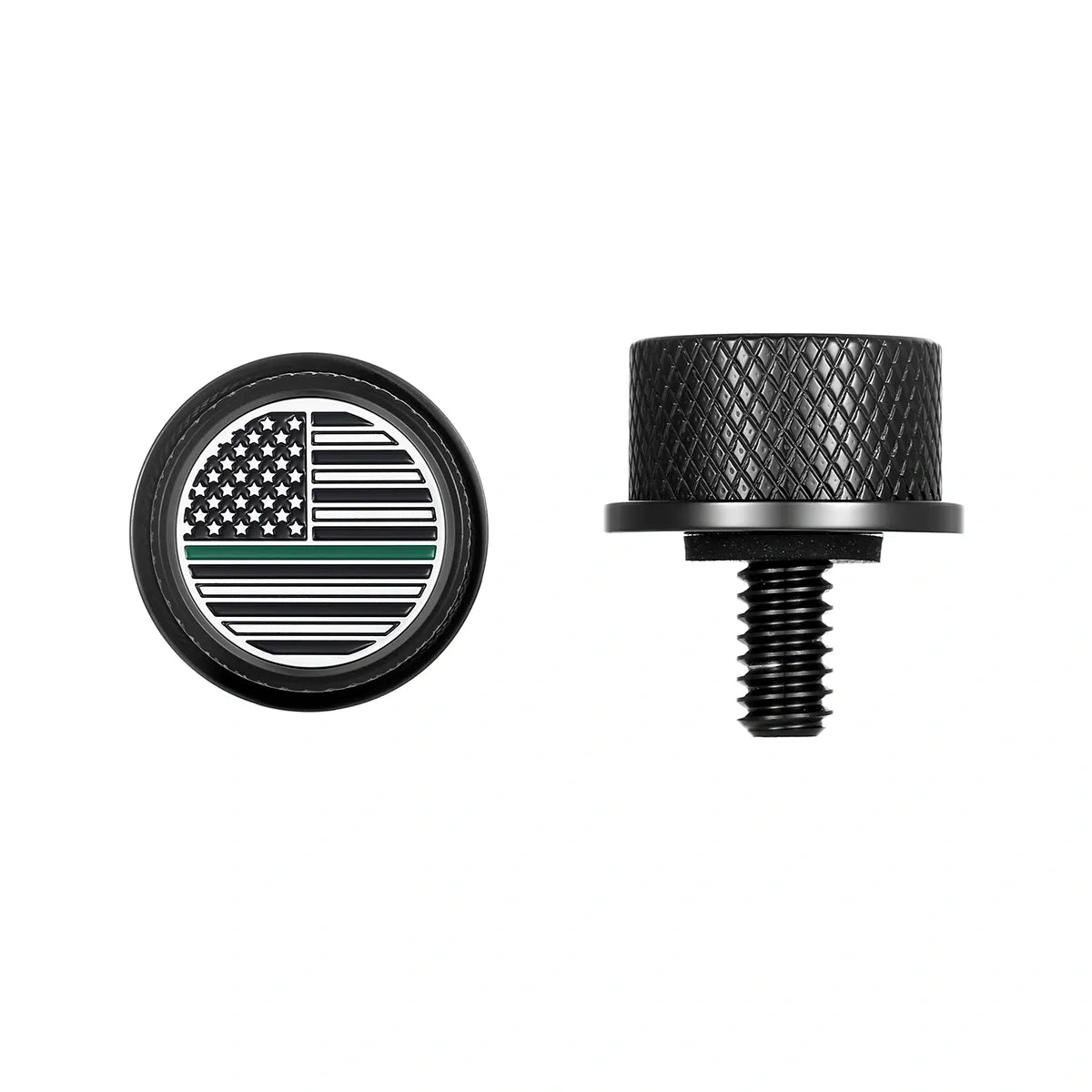 Custom Stainless-Steel in Black Green Line American Flag Seat Screw