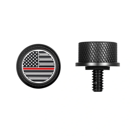 Tornillo de asiento de bandera americana de acero inoxidable personalizado en línea roja negra 