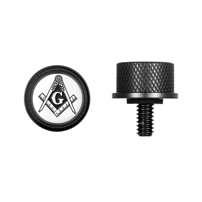 Custom Stainless-Steel Masonic Emblem Seat Screw in Black