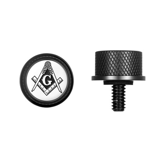 Custom Stainless-Steel Masonic Emblem Seat Screw in Black