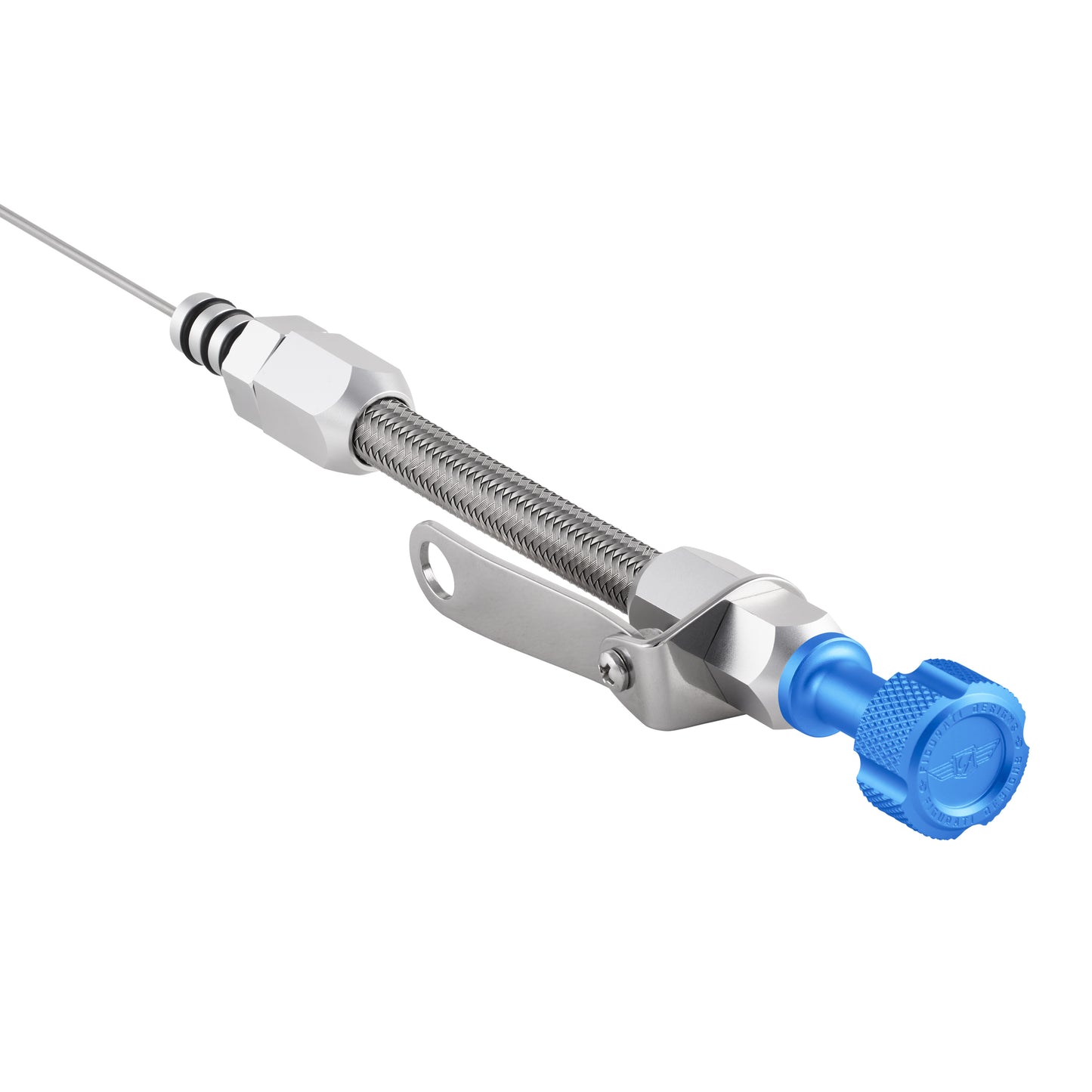 Performance Magnetic Engine Oil Dipstick and Tube for Chevrolet 262-400 Small Block - Knurled Blue