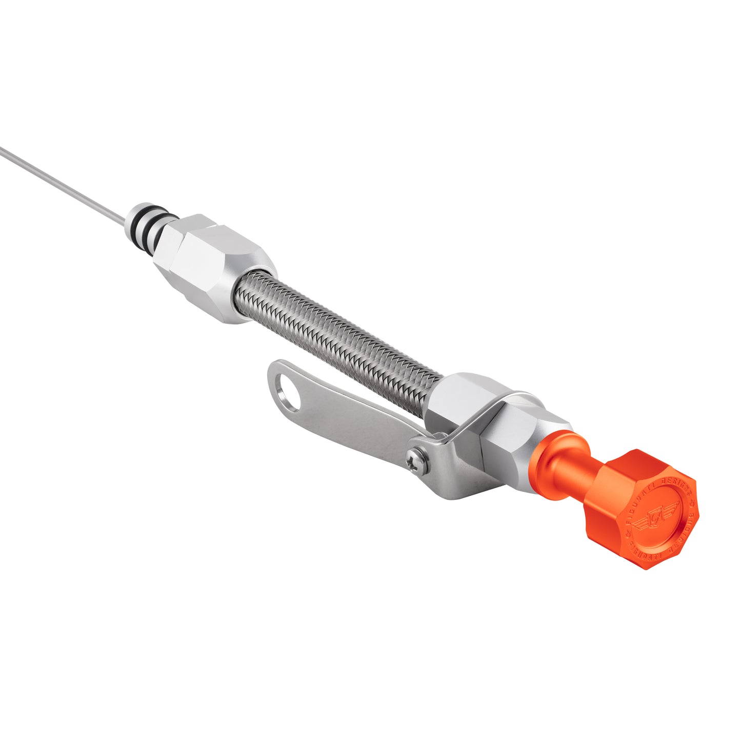 Performance Magnetic Engine Oil Dipstick and Tube for Chevrolet 262-400 Small Block - Curved Orange
