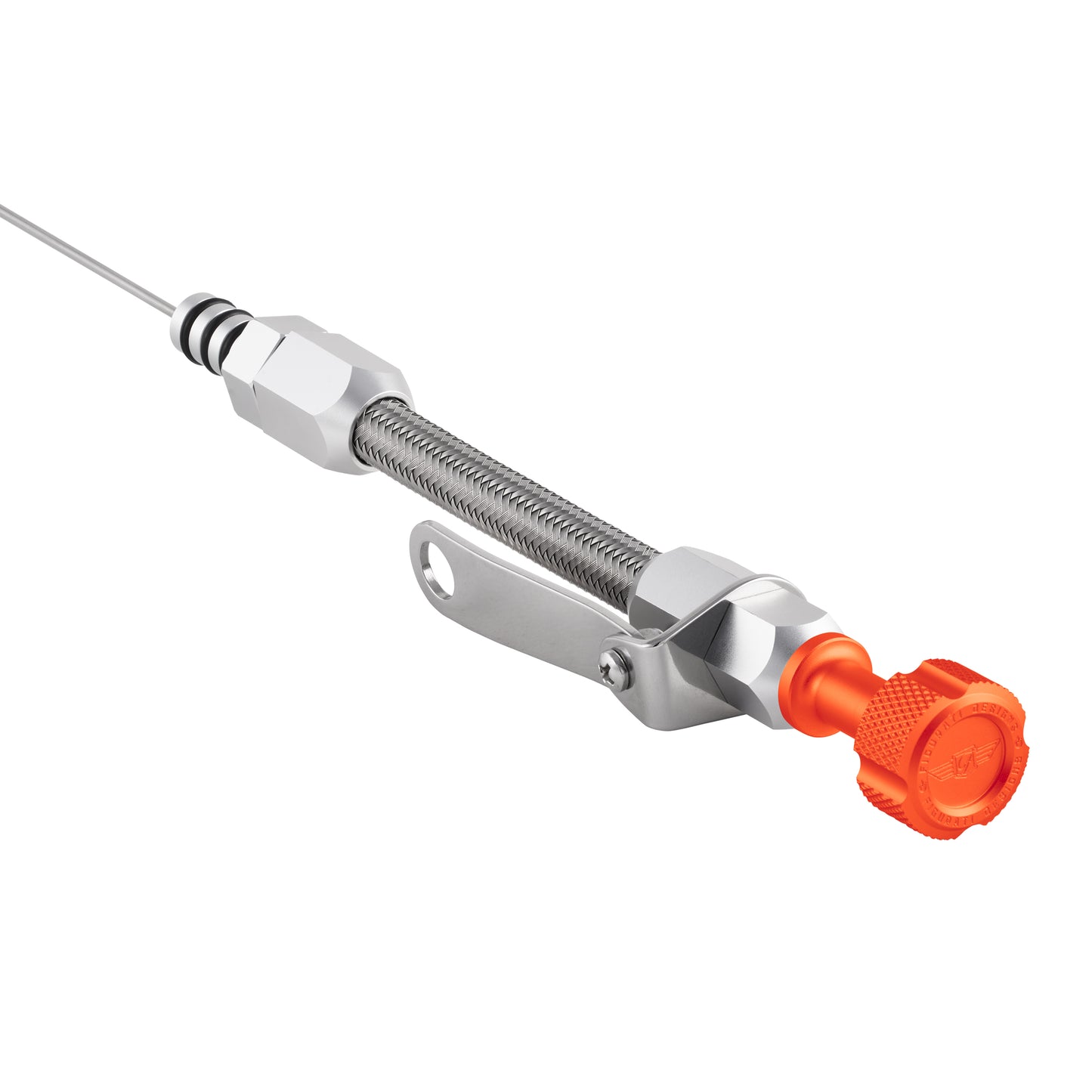 Performance Magnetic Engine Oil Dipstick and Tube for Chevrolet 262-400 Small Block - Knurled Orange