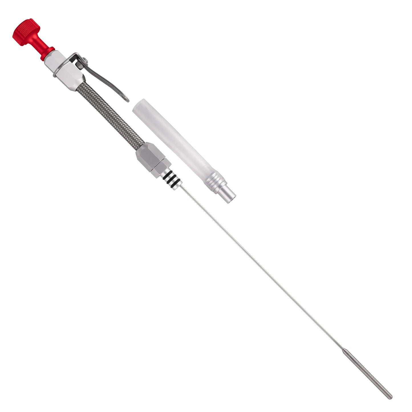 Performance Magnetic Engine Oil Dipstick and Tube for Chevrolet 262-400 Small Block - Knurled Red