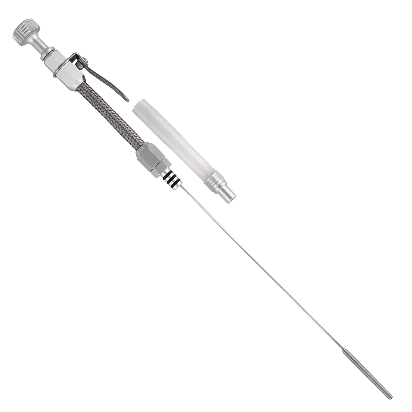 Performance Magnetic Engine Oil Dipstick and Tube for Chevrolet 262-400 Small Block - Knurled Silver