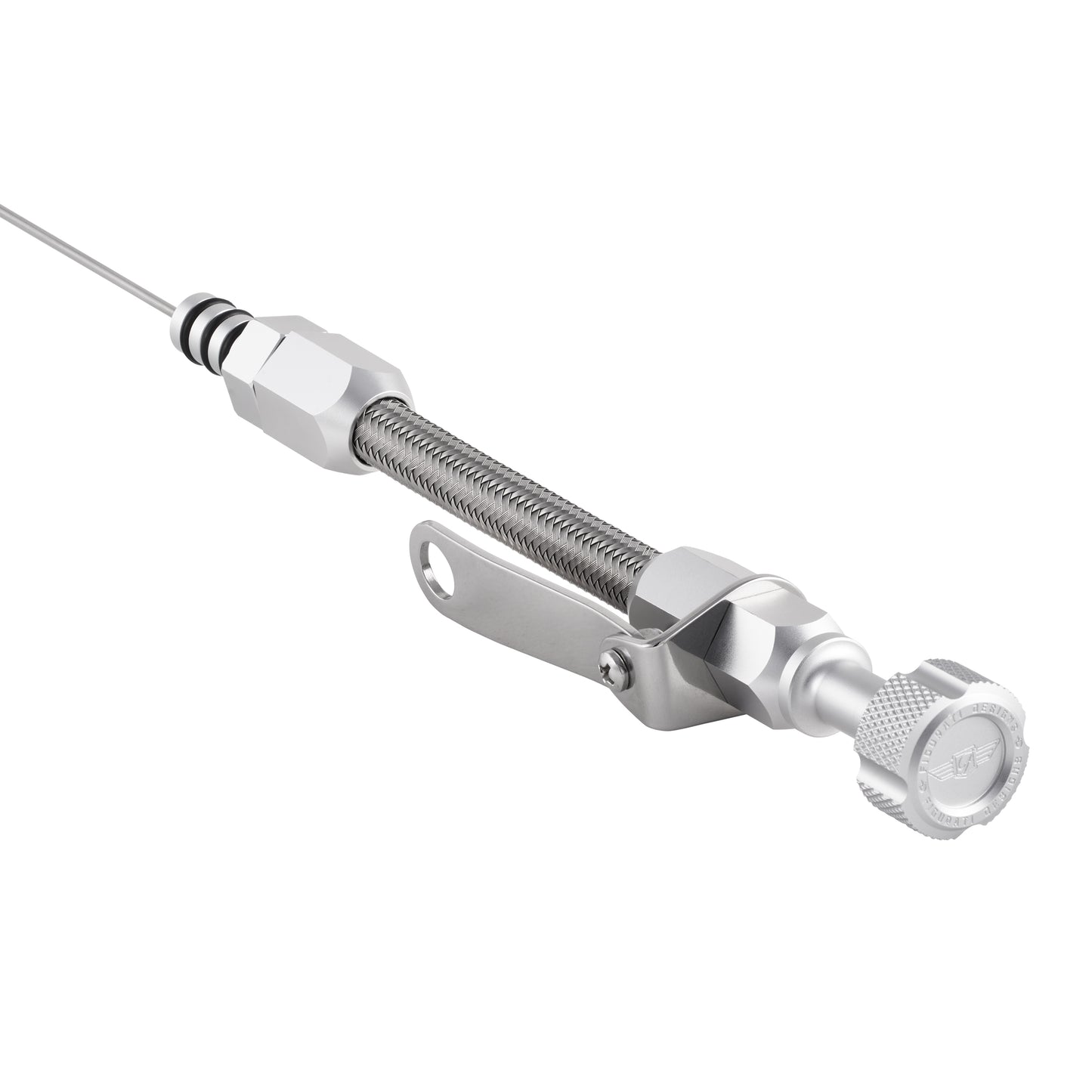 Performance Magnetic Engine Oil Dipstick and Tube for Chevrolet 262-400 Small Block - Knurled Silver