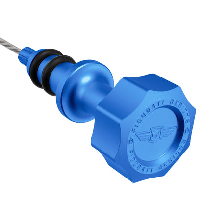 Performance Magnetic Engine Oil Dipstick for Ford 6.7L Power Stroke V8 - Curved Blue