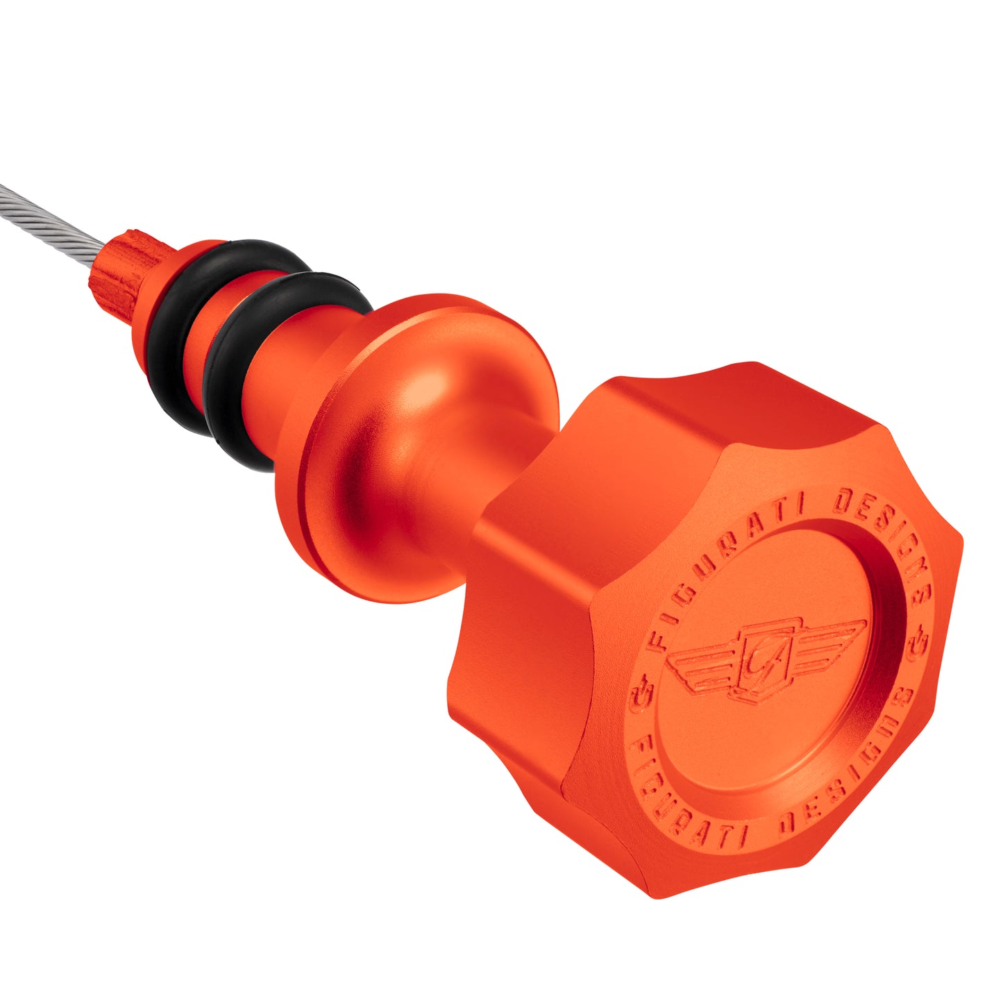 Performance Magnetic Engine Oil Dipstick for Ford 6.7L Power Stroke V8 - Curved Orange