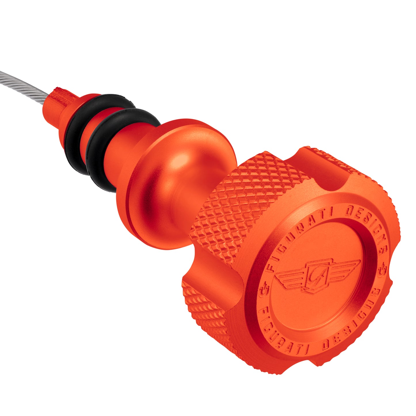 Performance Magnetic Engine Oil Dipstick for Ford 6.7L Power Stroke V8 - Knurled Orange