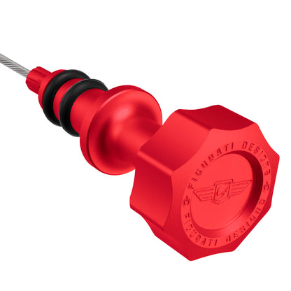 Performance Magnetic Engine Oil Dipstick for Ford 6.7L Power Stroke V8 - Curved Red