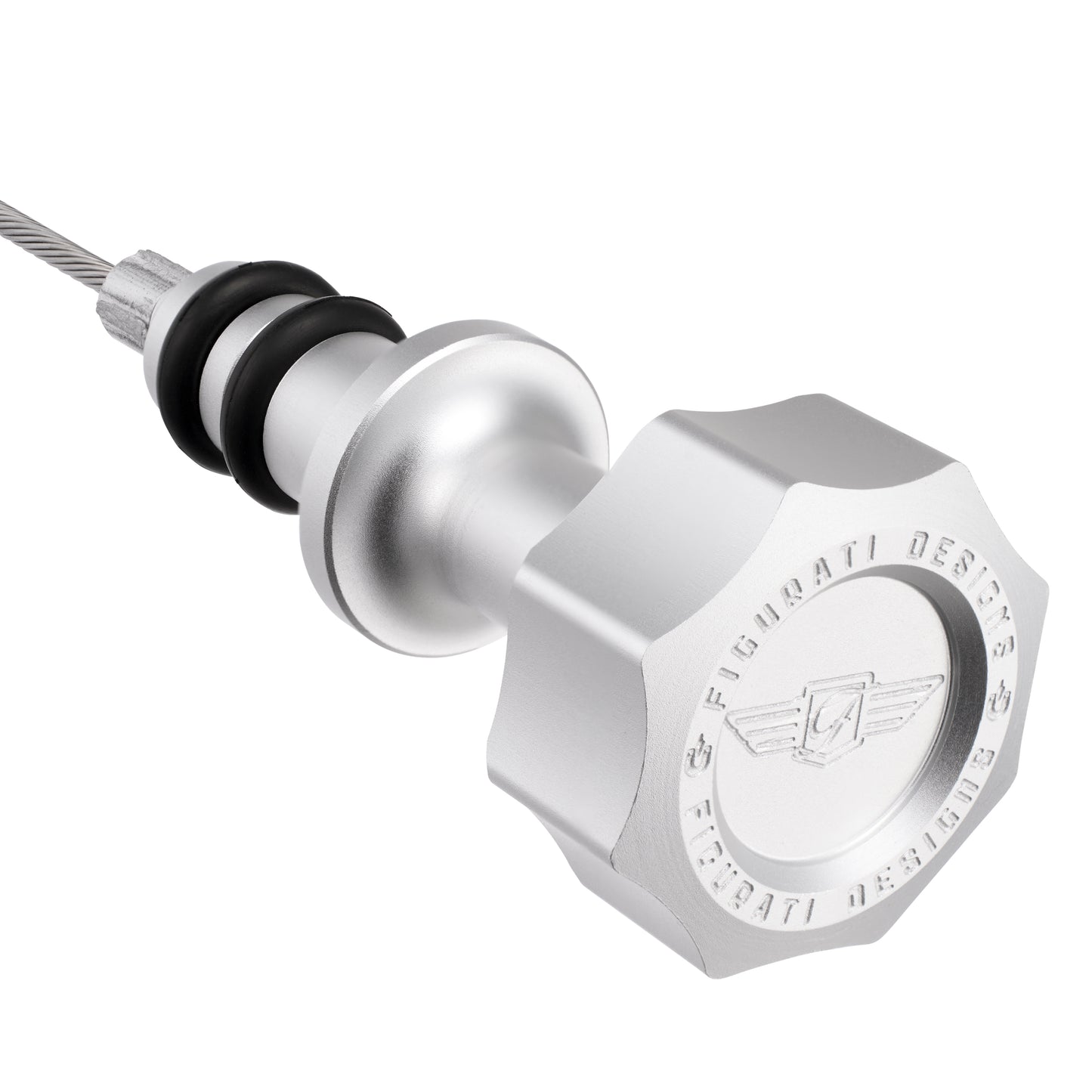 Performance Magnetic Engine Oil Dipstick for Ford 6.7L Power Stroke V8 - Curved Silver