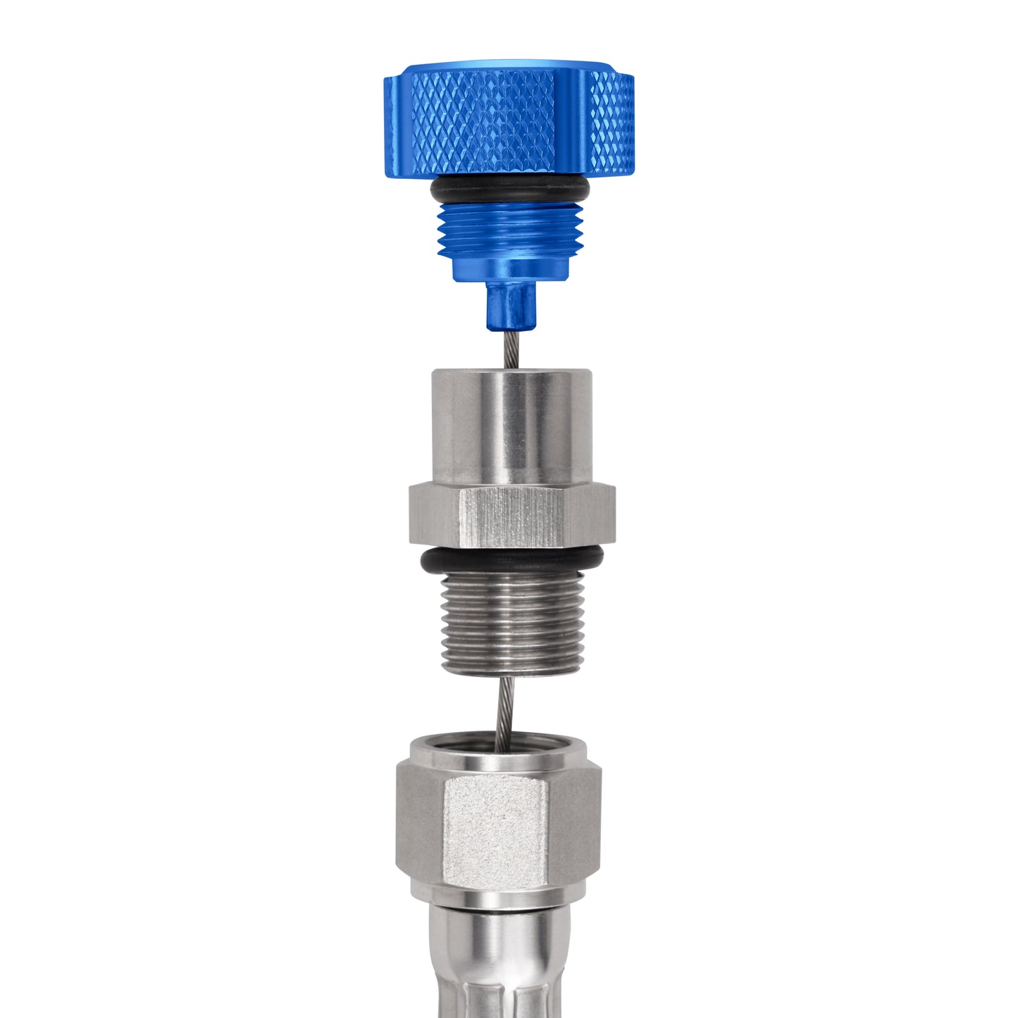 Performance Magnetic Transmission Oil Dipstick for GM 8L90E/8L45E - Knurled Blue