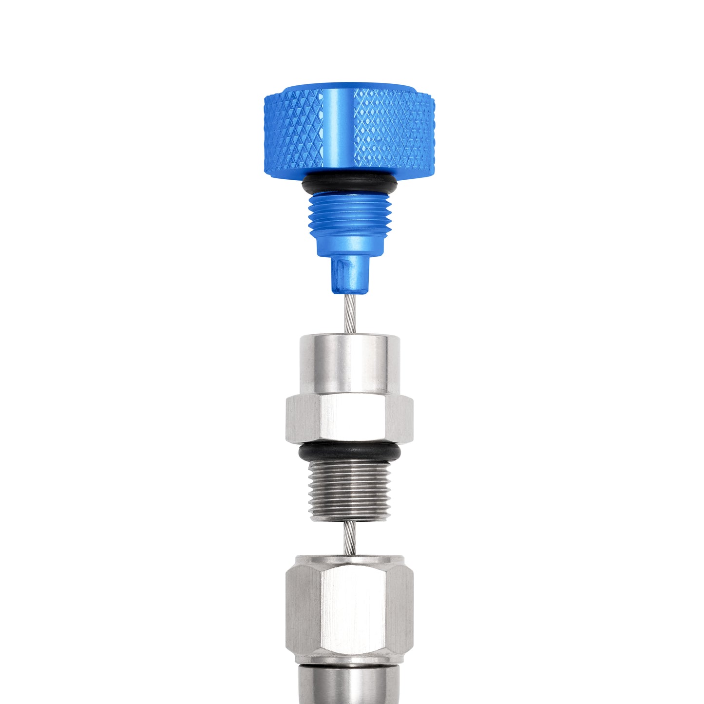Performance Magnetic Engine Oil Dipstick for GM LS - Knurled Blue