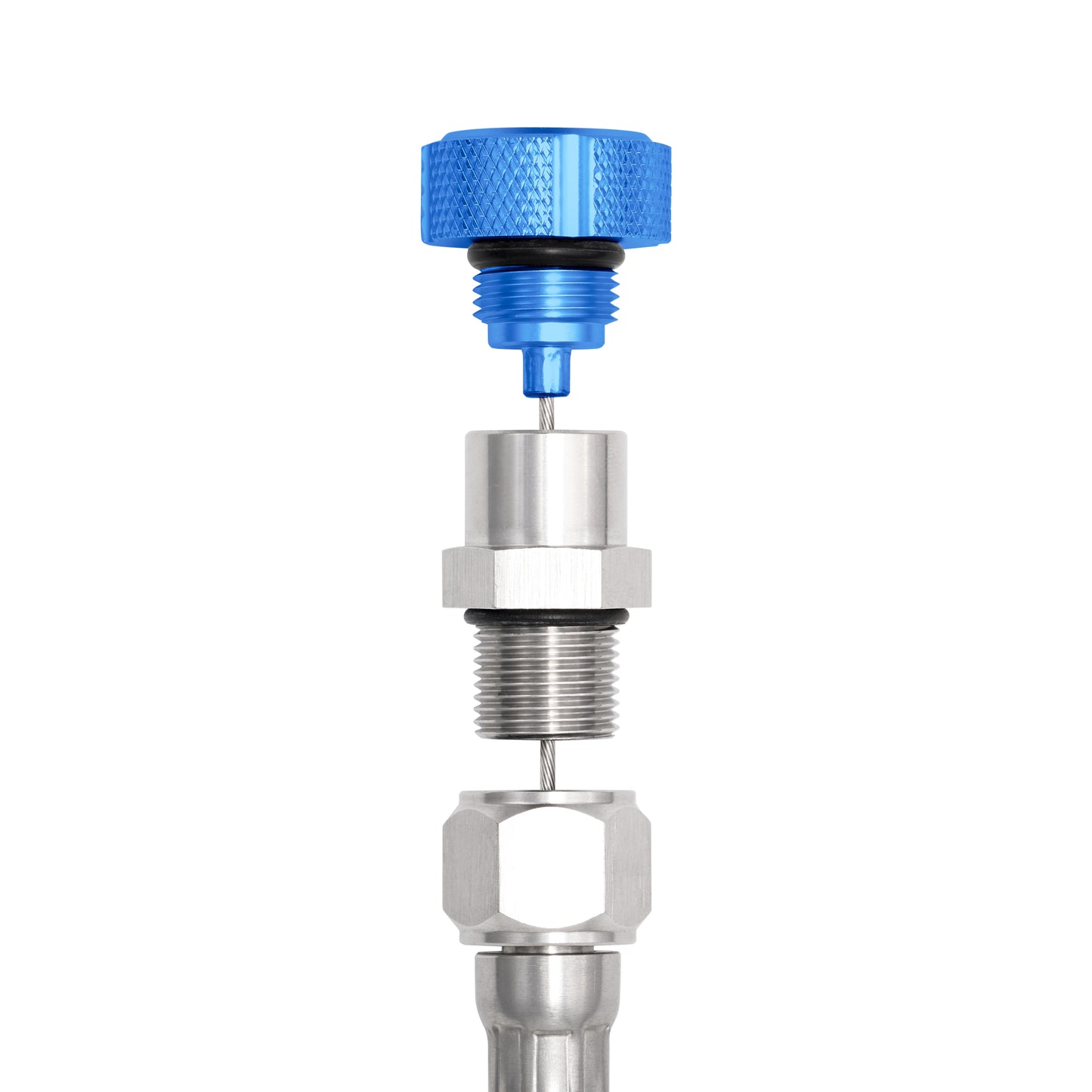 Performance Magnetic Transmission Oil Dipstick for GM TH350 - Knurled Blue