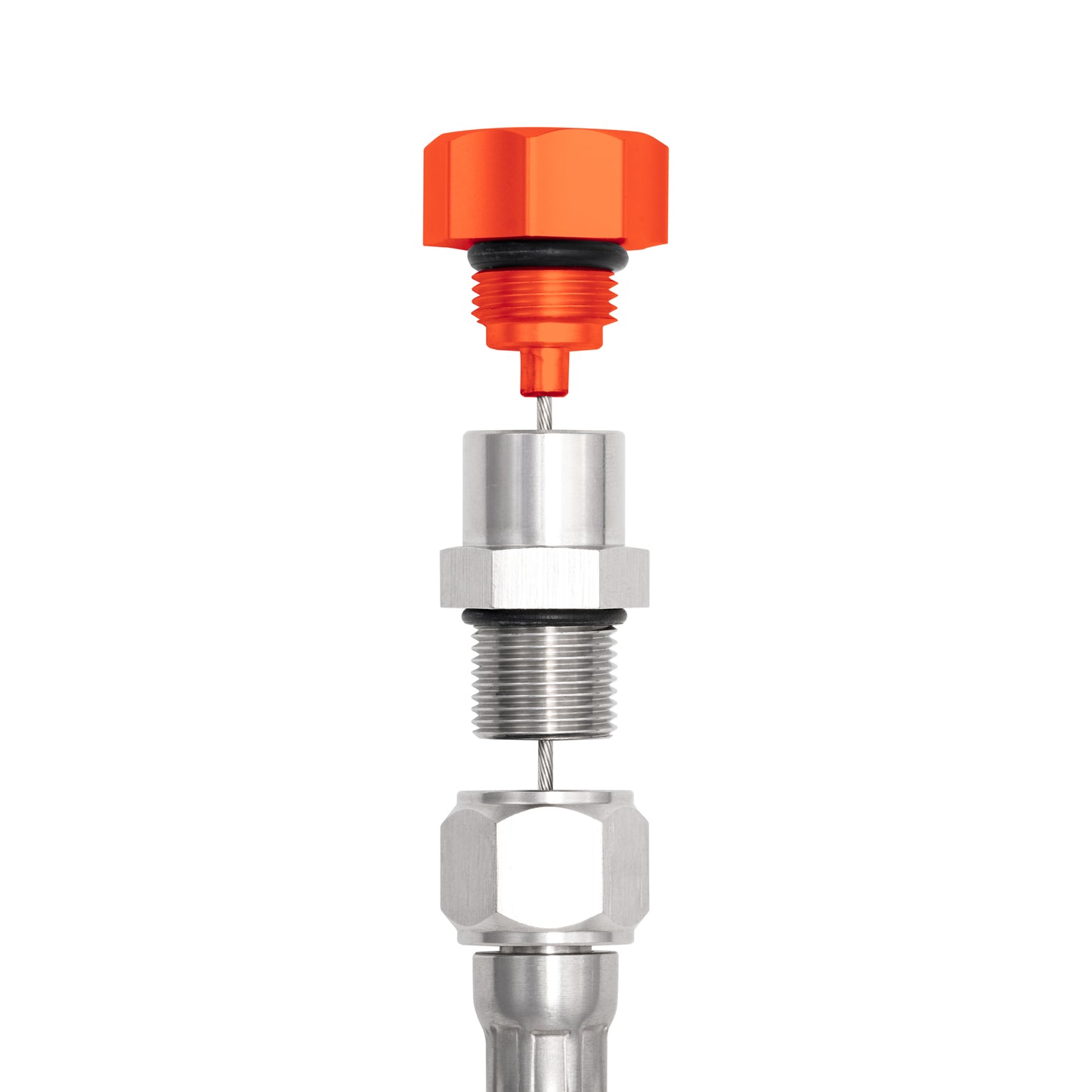 Performance Magnetic Transmission Oil Dipstick for GM TH350 - Curved Orange