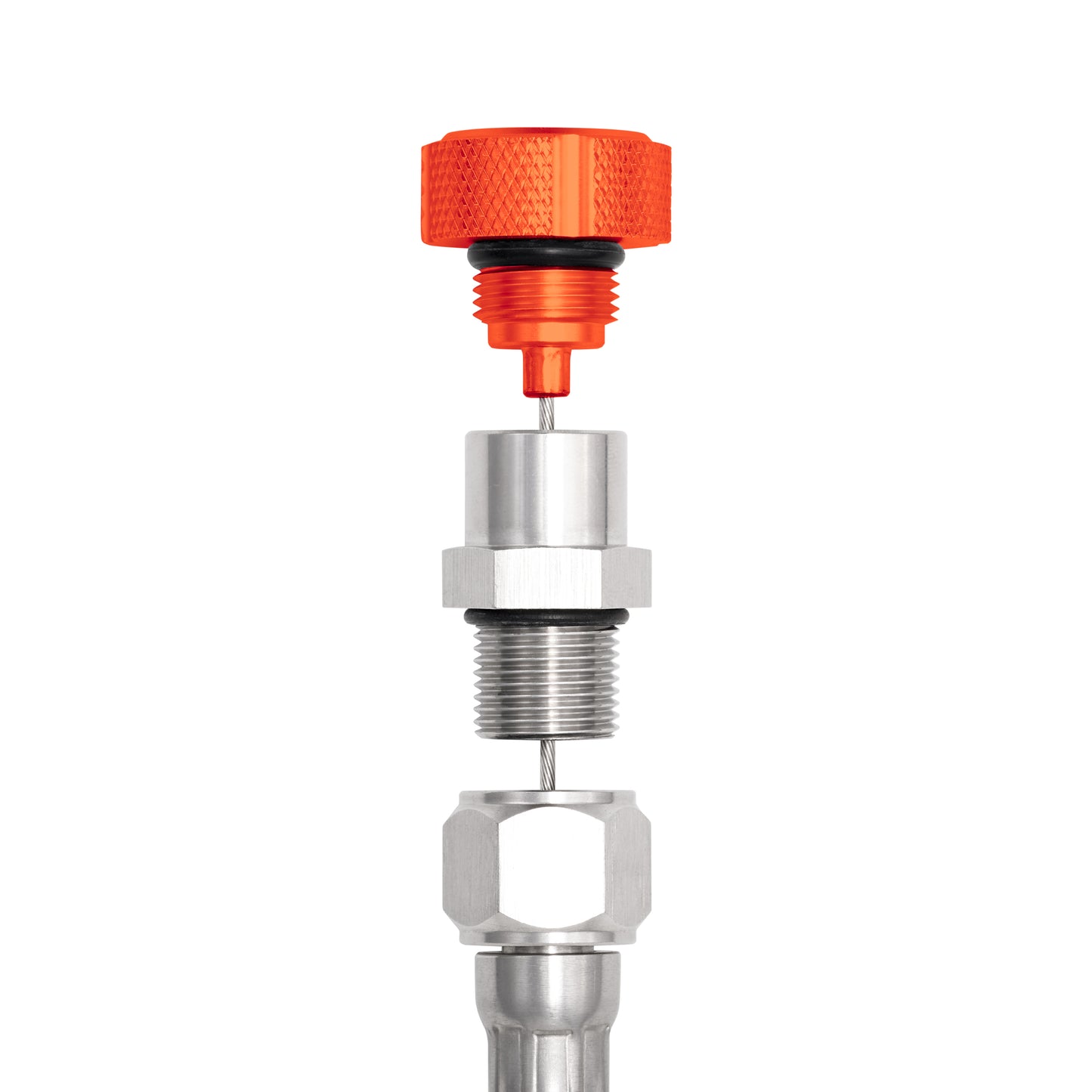 Performance Magnetic Transmission Oil Dipstick for GM TH350 - Knurled Orange