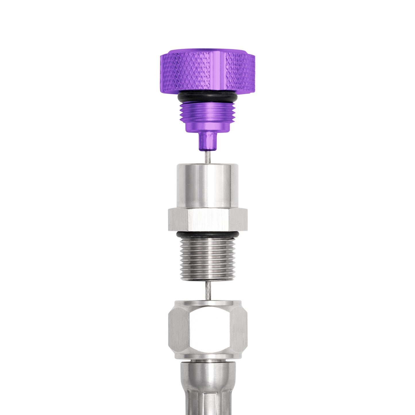 Performance Magnetic Transmission Oil Dipstick for GM TH350 - Knurled Purple