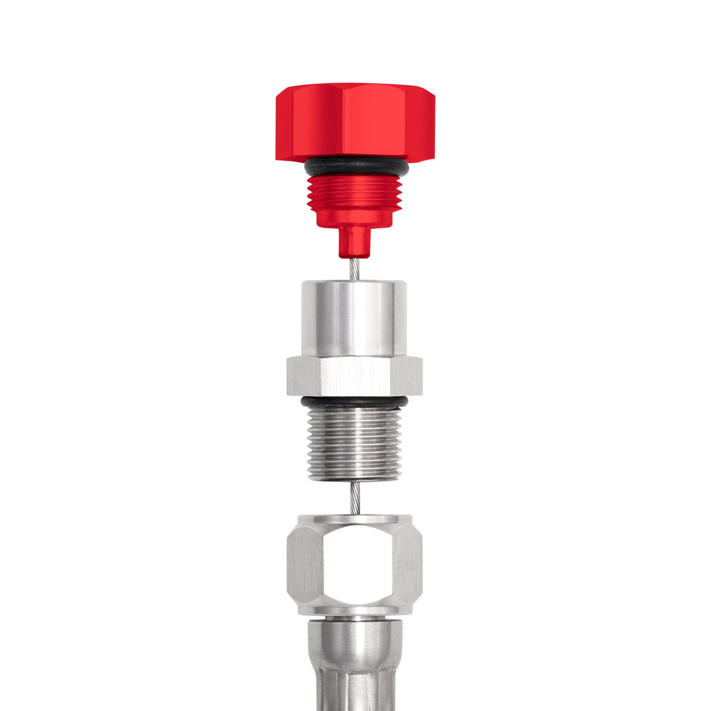 Performance Magnetic Transmission Oil Dipstick for GM TH350 - Curved Red