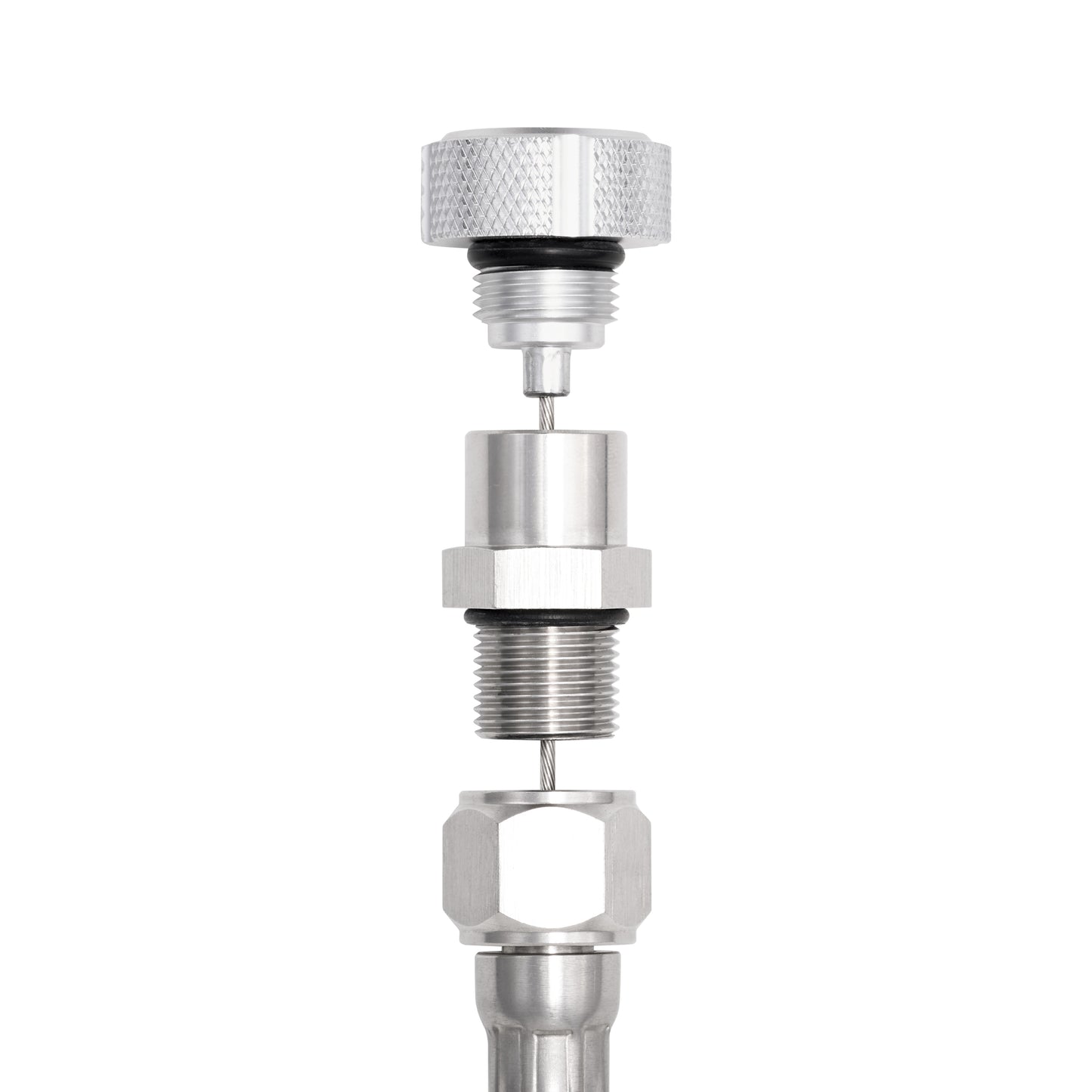 Performance Magnetic Transmission Oil Dipstick for GM TH350 - Knurled Silver
