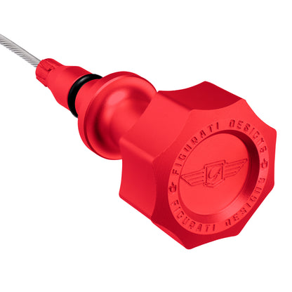Performance Magnetic Engine Oil Dipstick for GM 6.6L V-8 L5P Duramax Turbo-Diesel - Curved Red